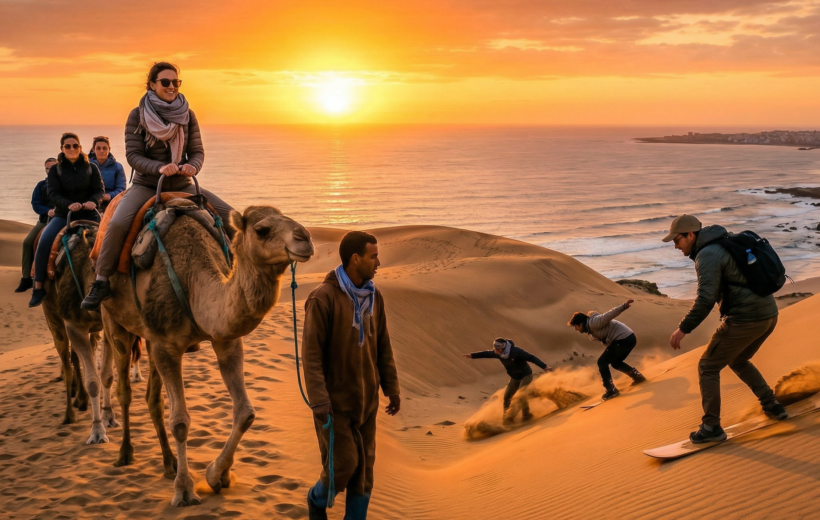 Sunset Sandboarding, Camel Ride & BBQ Dinner in Agadir
