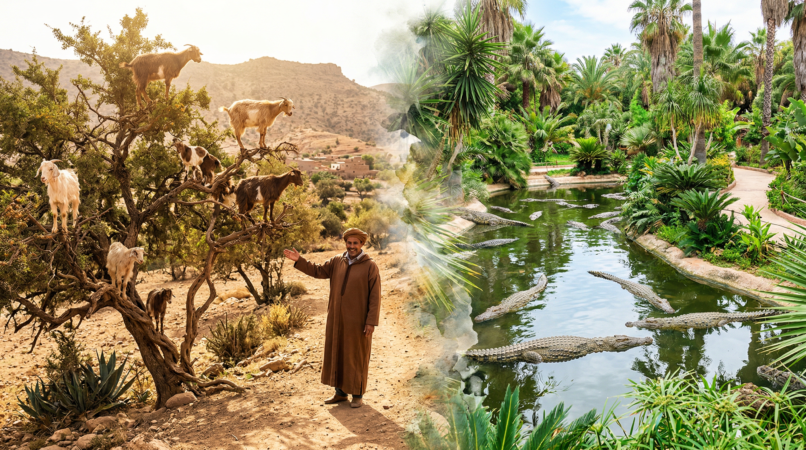 crocoparc with goats on trees